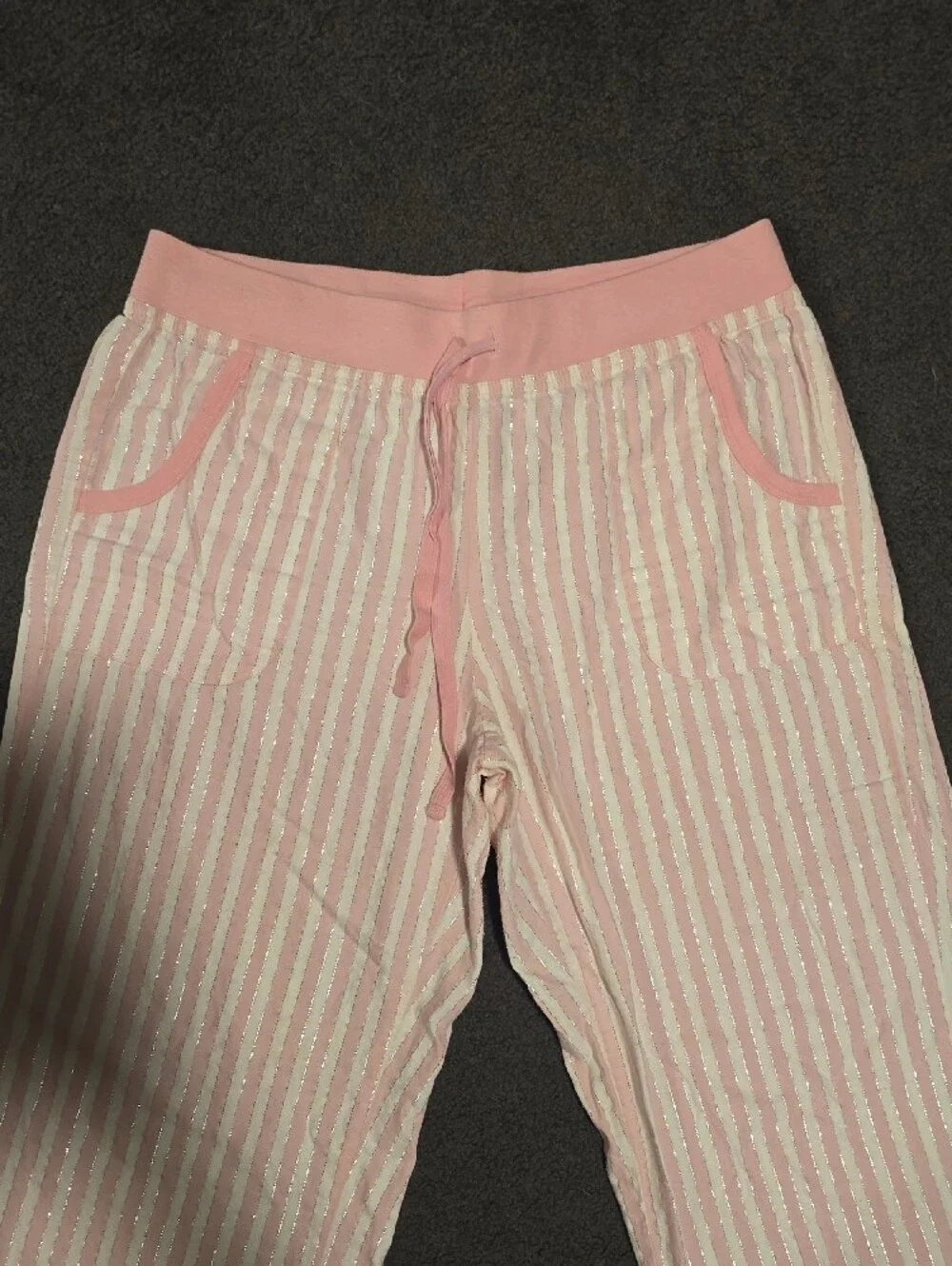 Victoria's Secret Pink and White Striped Cotton Pajama Pants